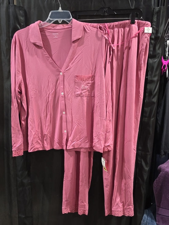 State of Day from Macy's Other - Women's Lace-Trim Button-Front Pajama Set in Dusty Rose